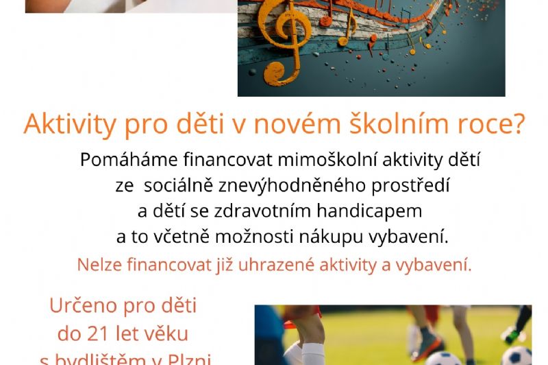 Projekt Díky dětem přispívá dětem s bydlištěm v Plzni na mimoškolní aktivity
